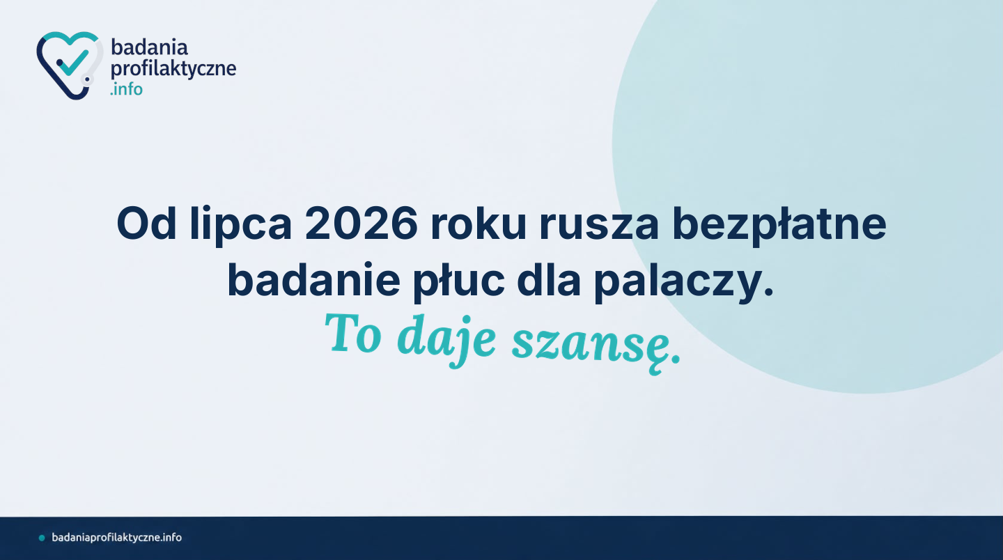 Od 1 lipca 2026 r. osoby z grupy ryzyka w wieku 50–74 lat mają prawo do bezpłatnego badania LDCT — niskodawkowej tomografii klatki piersiowej wykrywającej raka płuca we wczesnym stadium. Sprawdź, czy spełniasz kryteria.